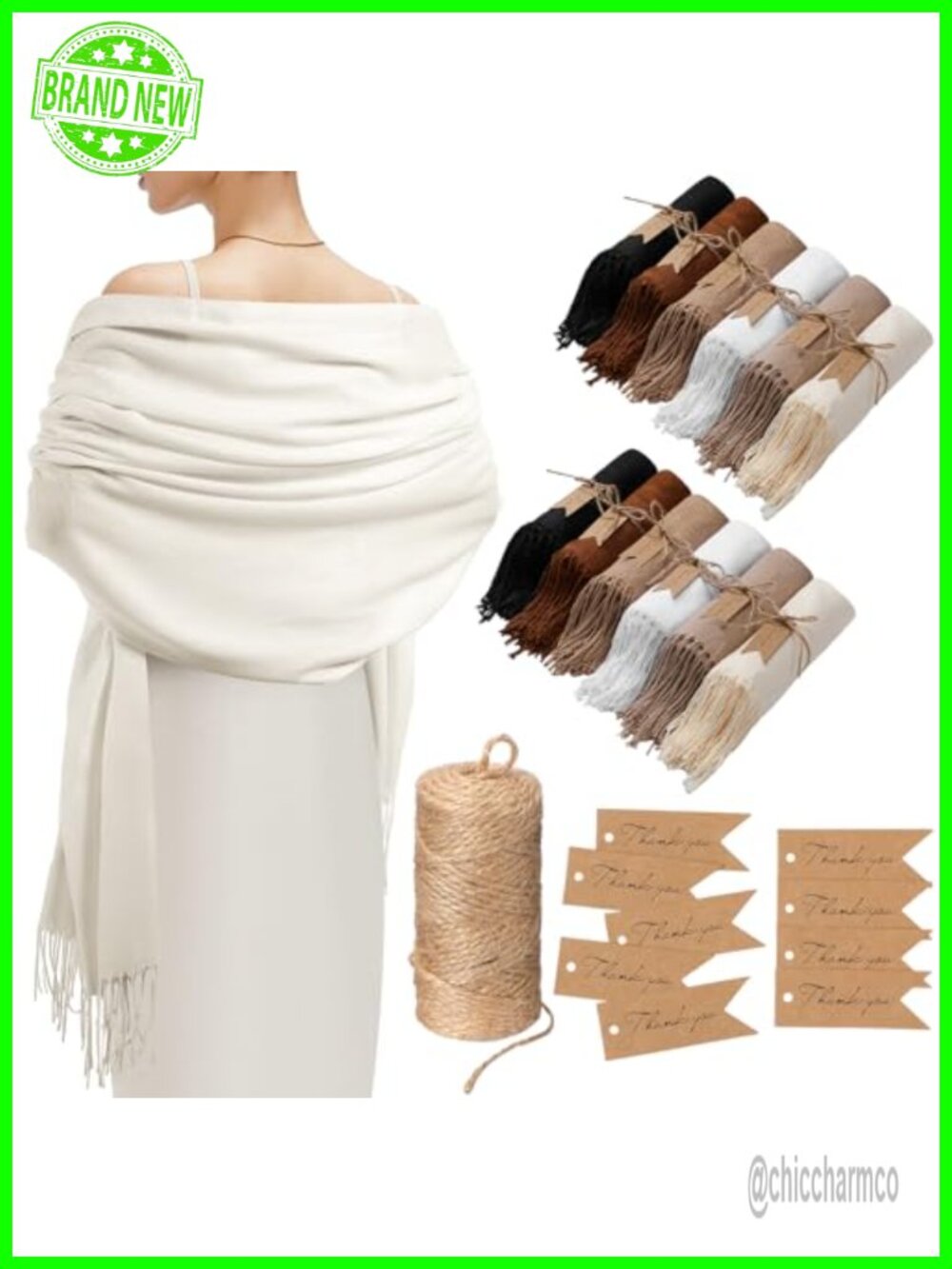 12 Wedding Shawl Wraps Imitation Pashmina Bulk Bridesmaid Gift Set